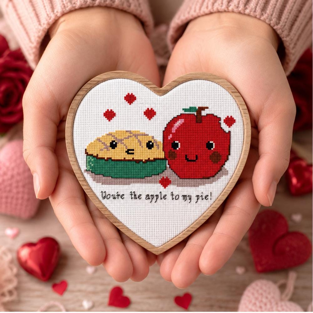Apple to My Pie Cross Stitch Pattern PDF digital pattern preview