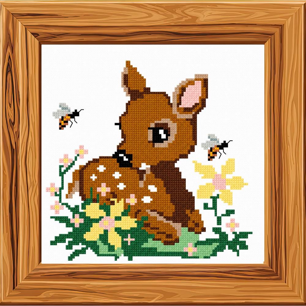 Baby Deer Cross Stitch Pattern PDF digital pattern preview