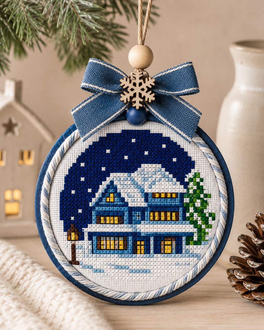 Winter Village Cross Stitch Bundle PDF digital pattern preview