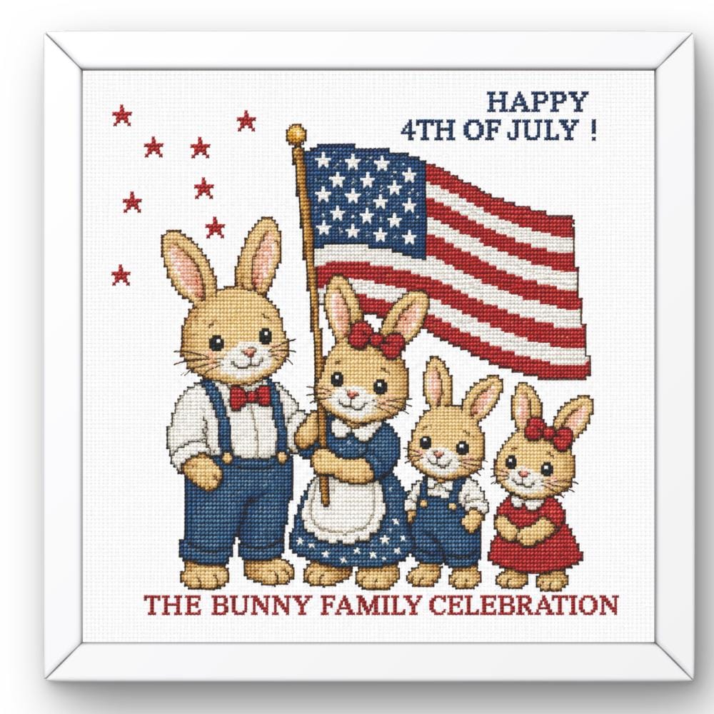 America 250 Bunny Cross Stitch Pattern PDF digital pattern preview