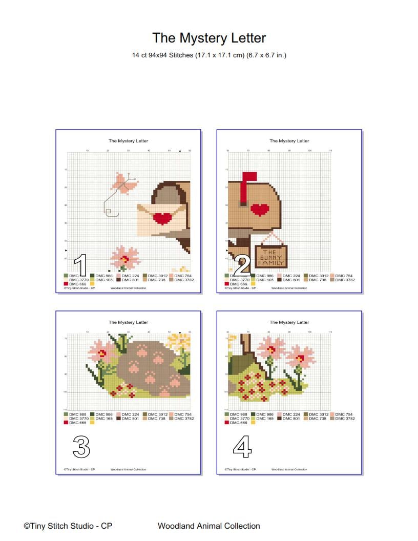 Woodland Mailbox Cross Stitch Pattern PDF digital pattern preview