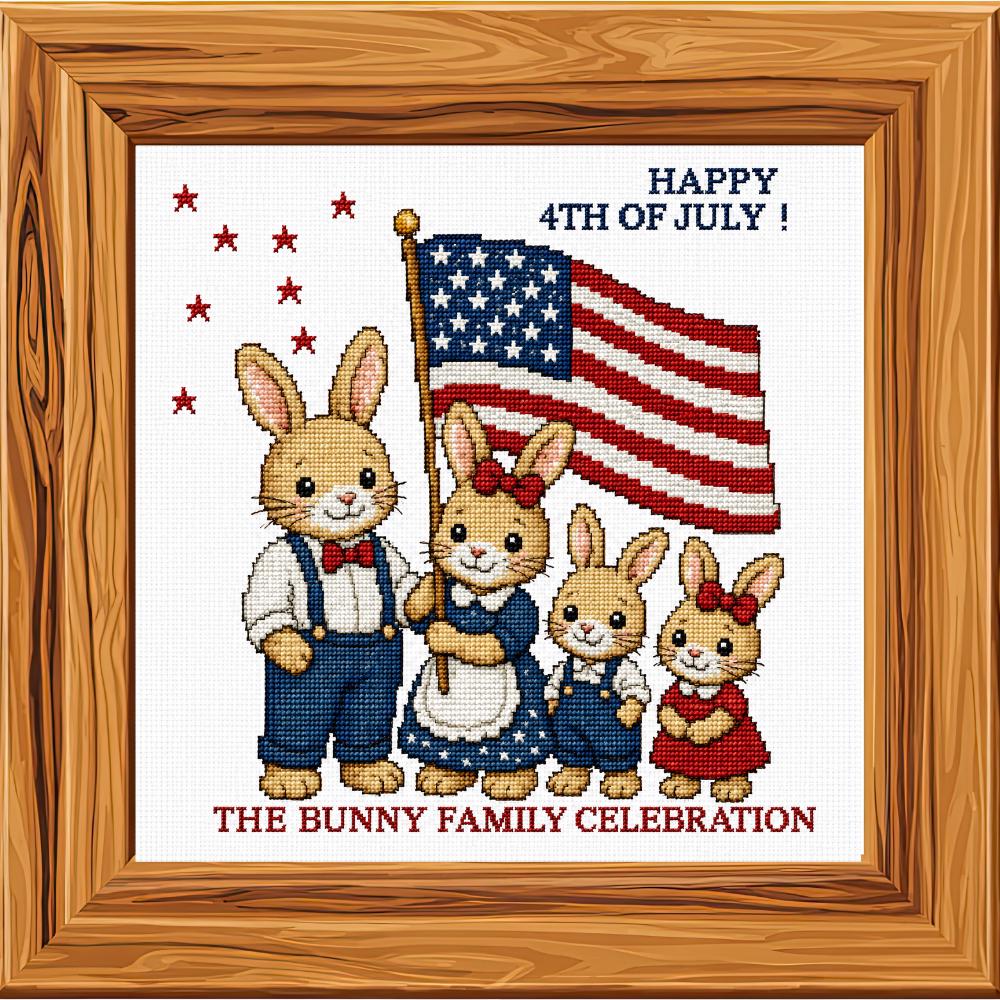 America 250 Bunny Cross Stitch Pattern PDF digital pattern preview