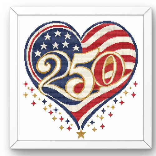 America 250 Flag Cross Stitch Pattern PDF finished cross stitch design