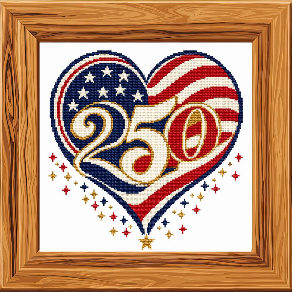 America 250 Flag Cross Stitch Pattern PDF digital pattern preview