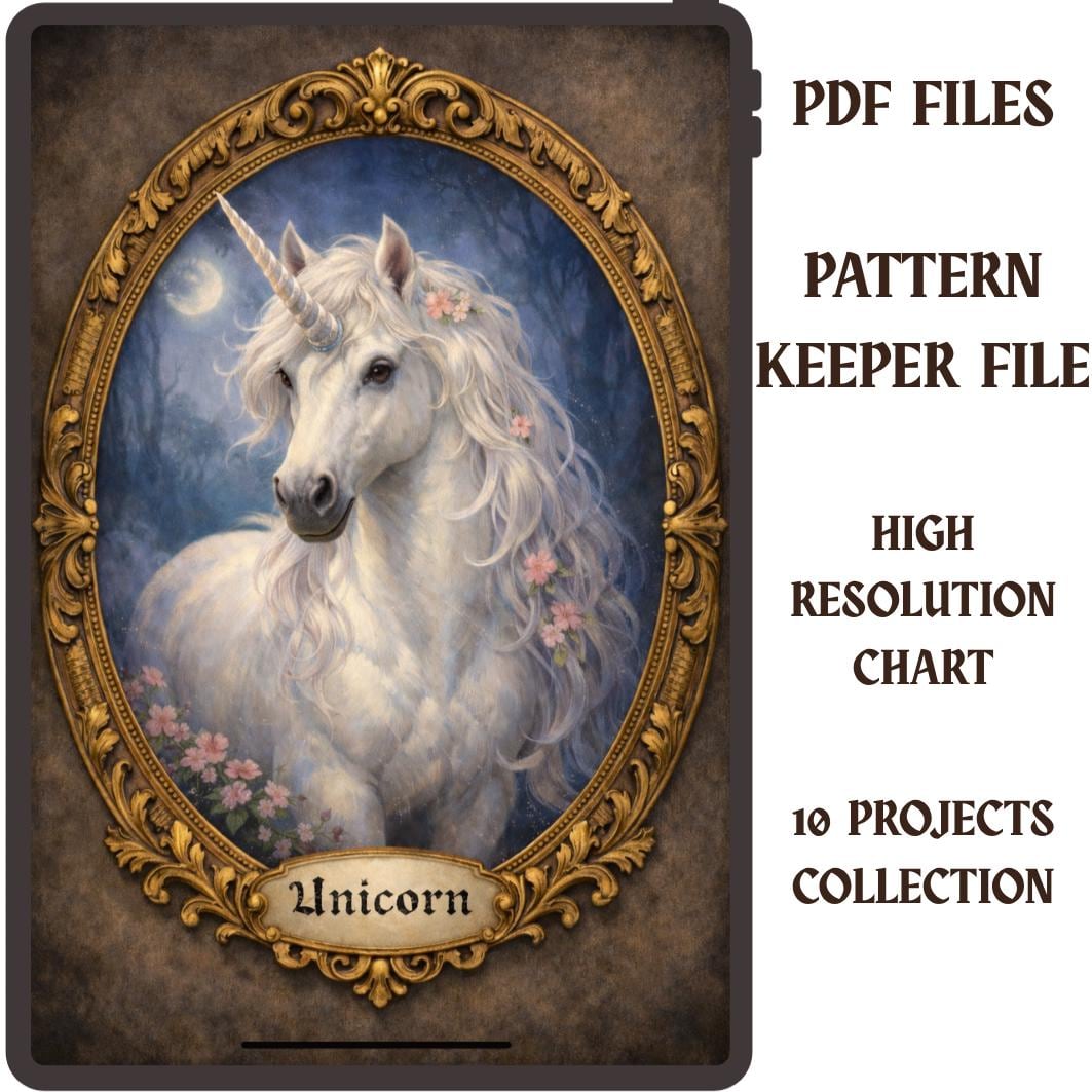 Unicorn Cross Stitch Pattern PDF digital pattern preview