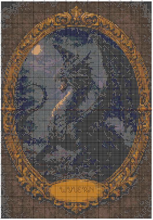 Wyvern Cross Stitch Pattern PDF digital pattern preview