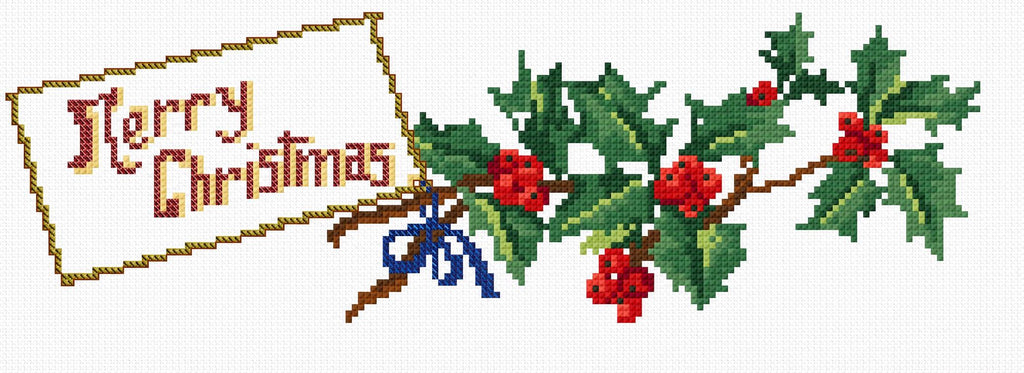 Mistletoe Christmas Cross Stitch Pattern PDF digital pattern preview