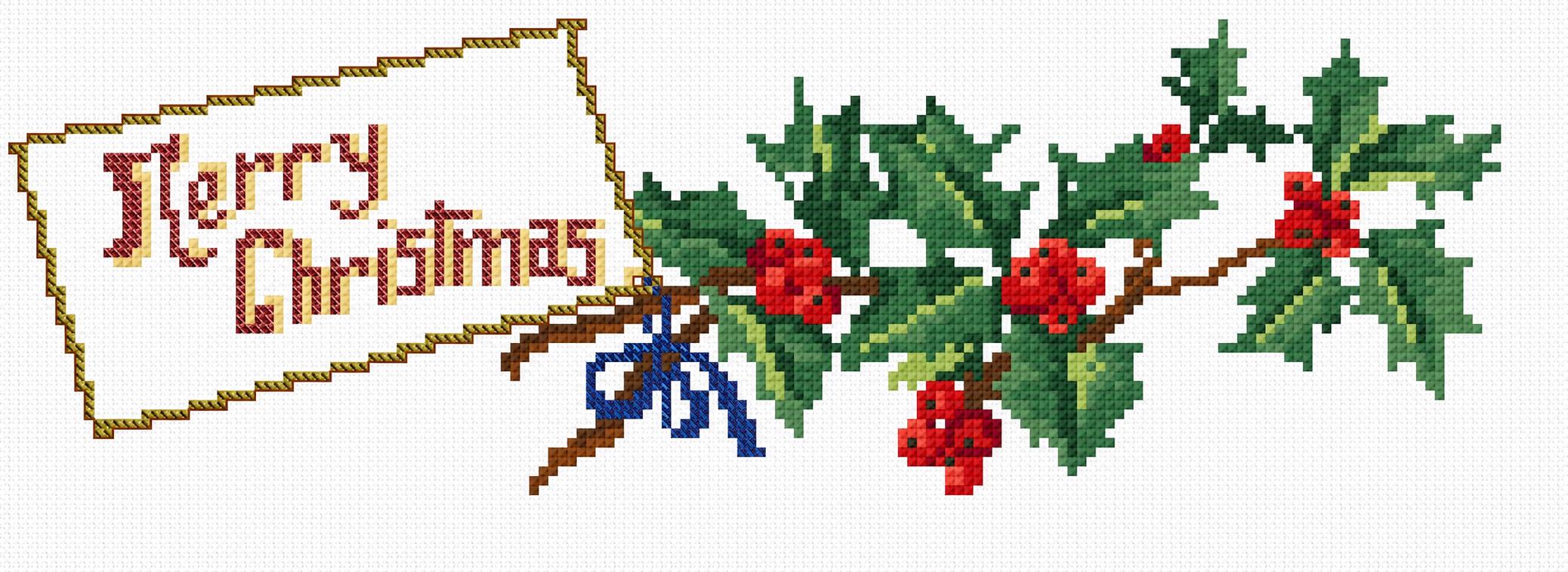 Mistletoe Christmas Cross Stitch Pattern PDF digital pattern preview