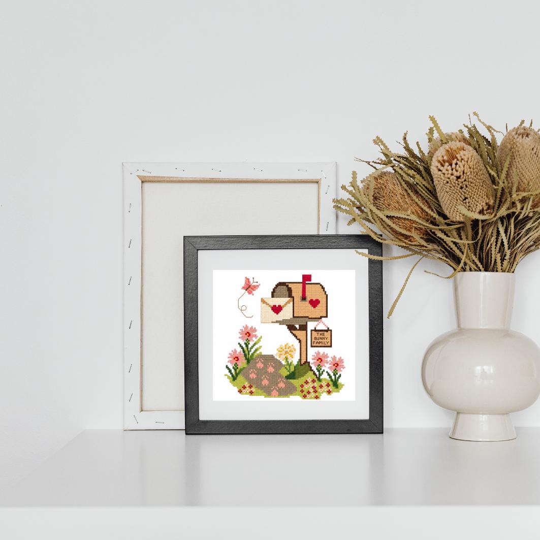Woodland Mailbox Cross Stitch Pattern PDF digital pattern preview