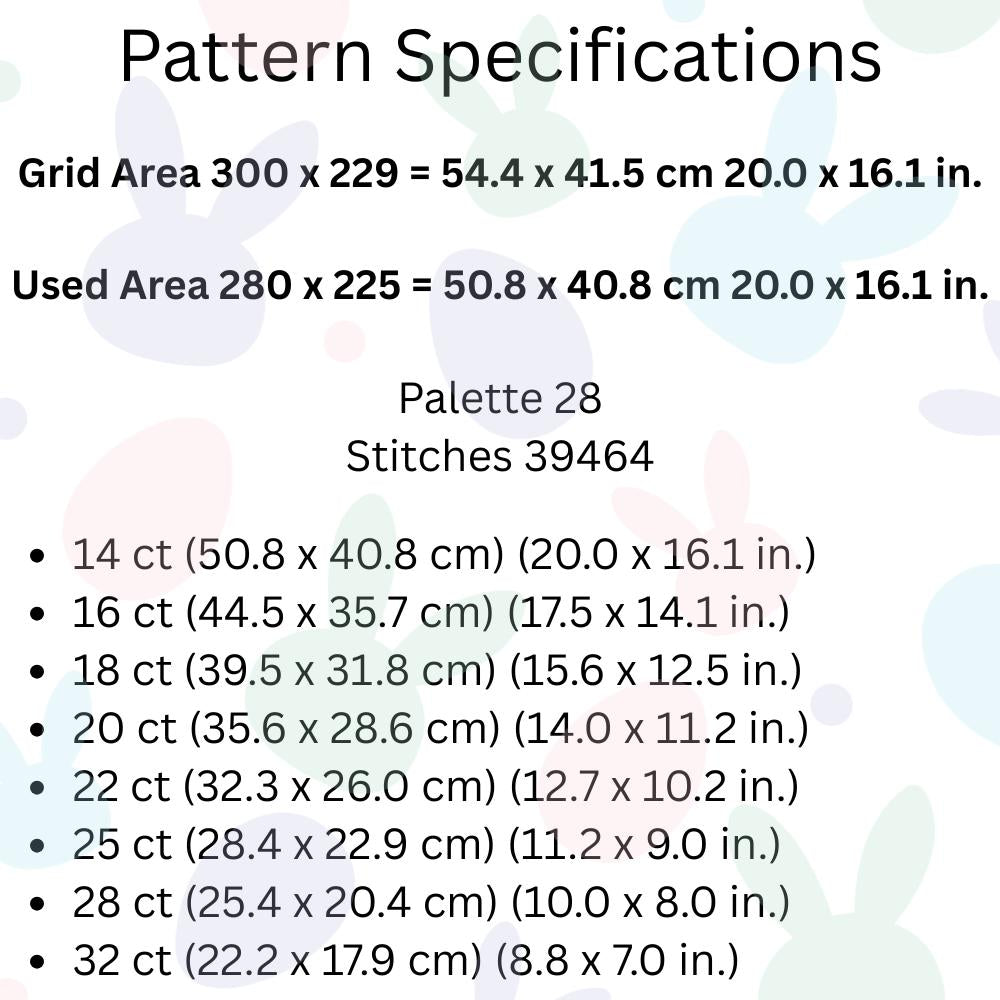 Bunny Family Cross Stitch Pattern PDF digital pattern preview