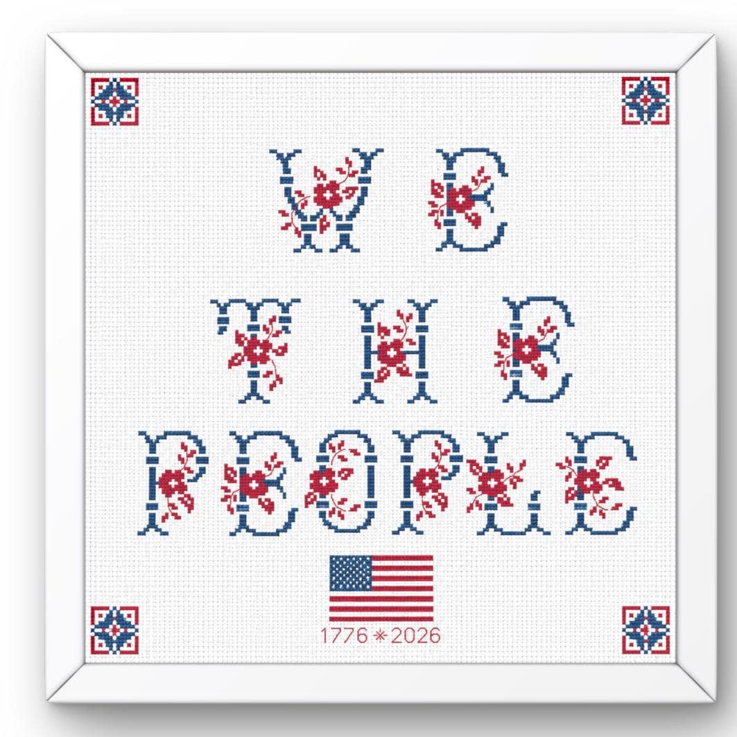 We the People Cross Stitch Pattern PDF finished cross stitch design