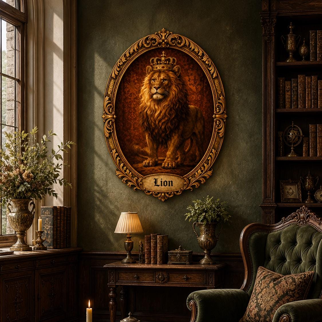 Crowned Lion Cross Stitch Pattern PDF digital pattern preview