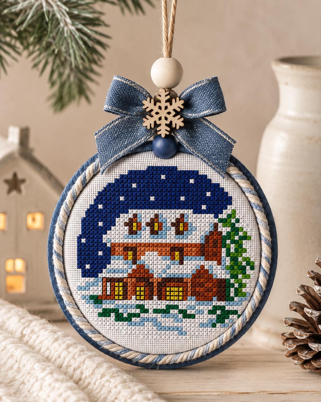 Winter Village Cross Stitch Bundle PDF digital pattern preview
