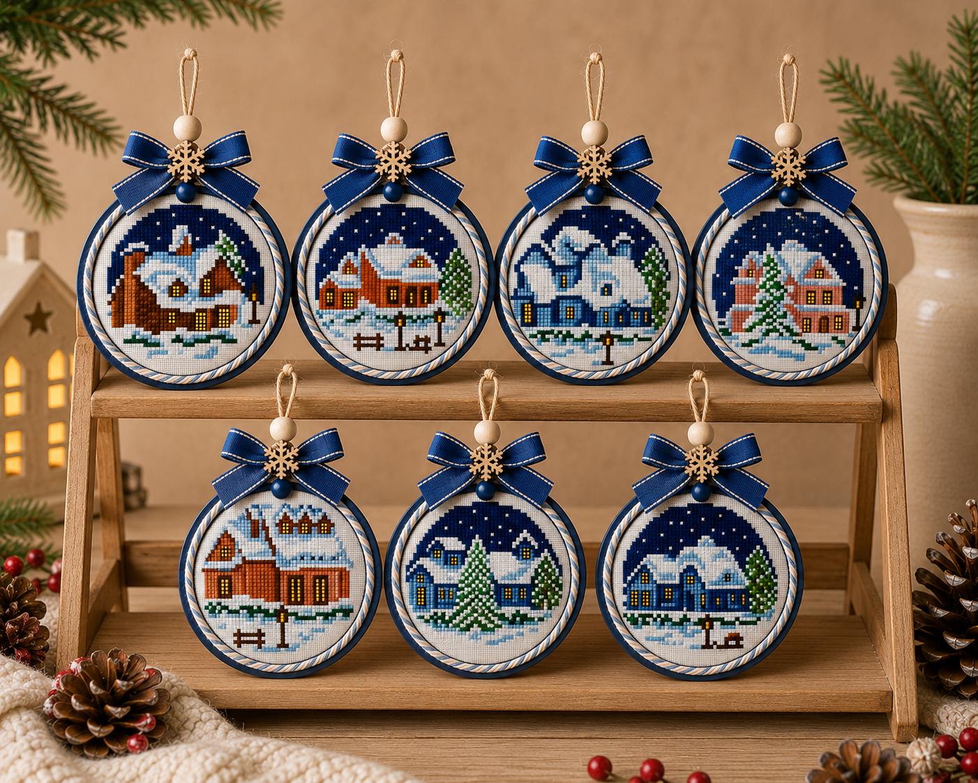 Winter Village Cross Stitch Bundle PDF finished cross stitch design