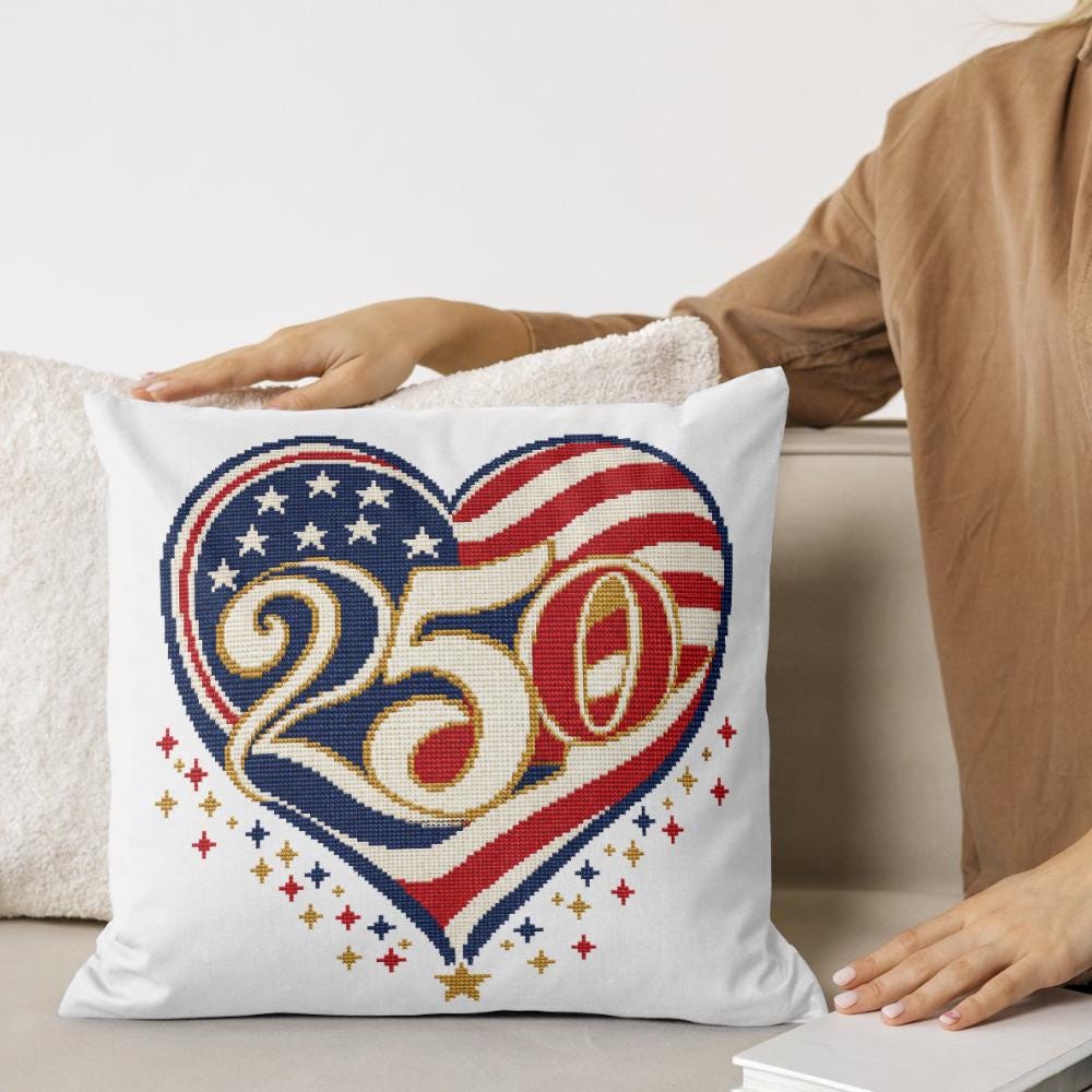 America 250 Flag Cross Stitch Pattern PDF digital pattern preview