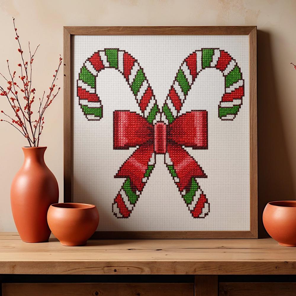 Candy Cane Cross Stitch Pattern PDF digital pattern preview