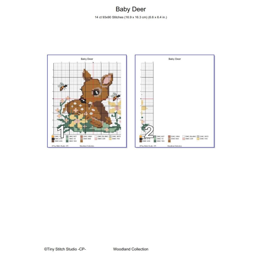 Baby Deer Cross Stitch Pattern PDF digital pattern preview
