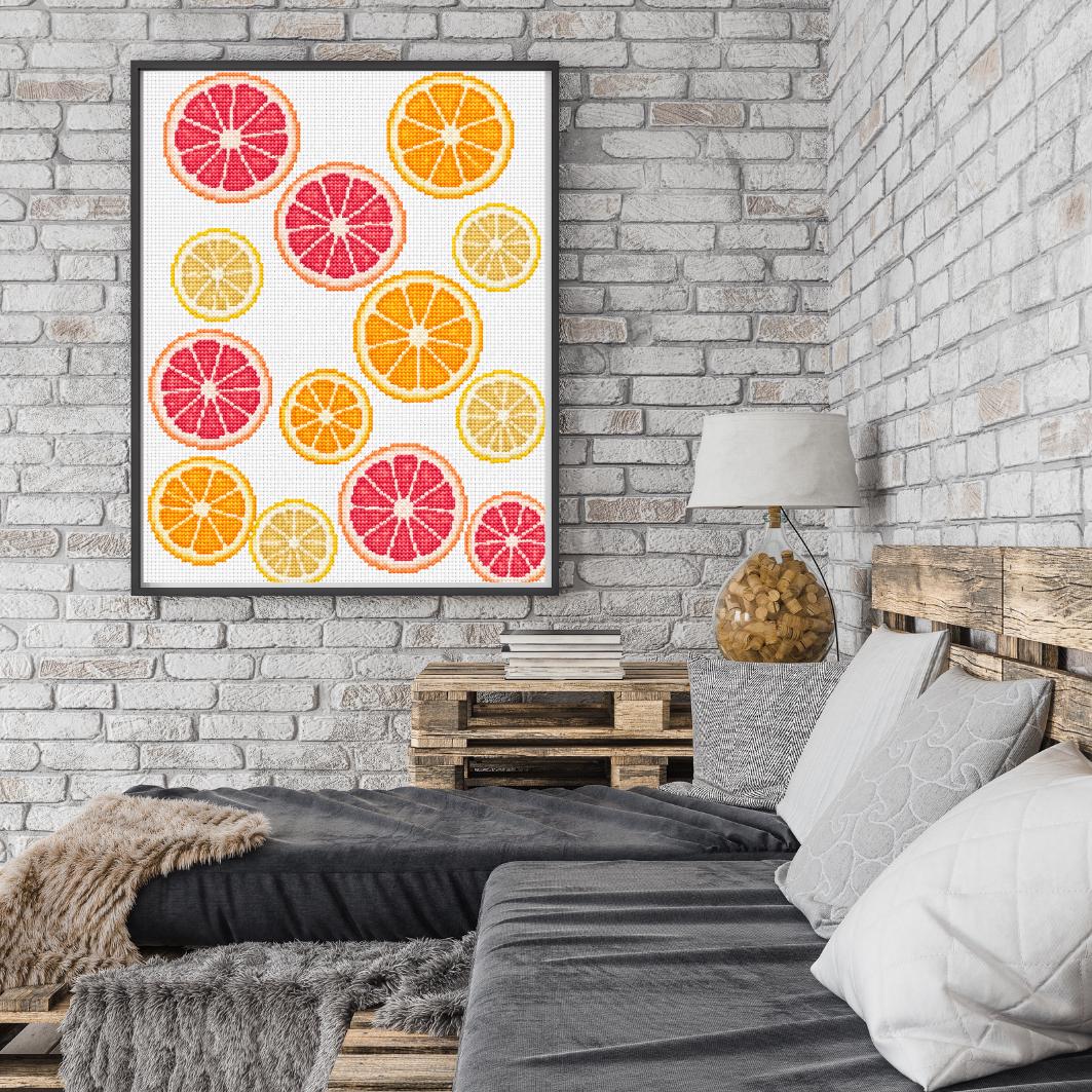 Citrus Fruit Cross Stitch Pattern PDF digital pattern preview