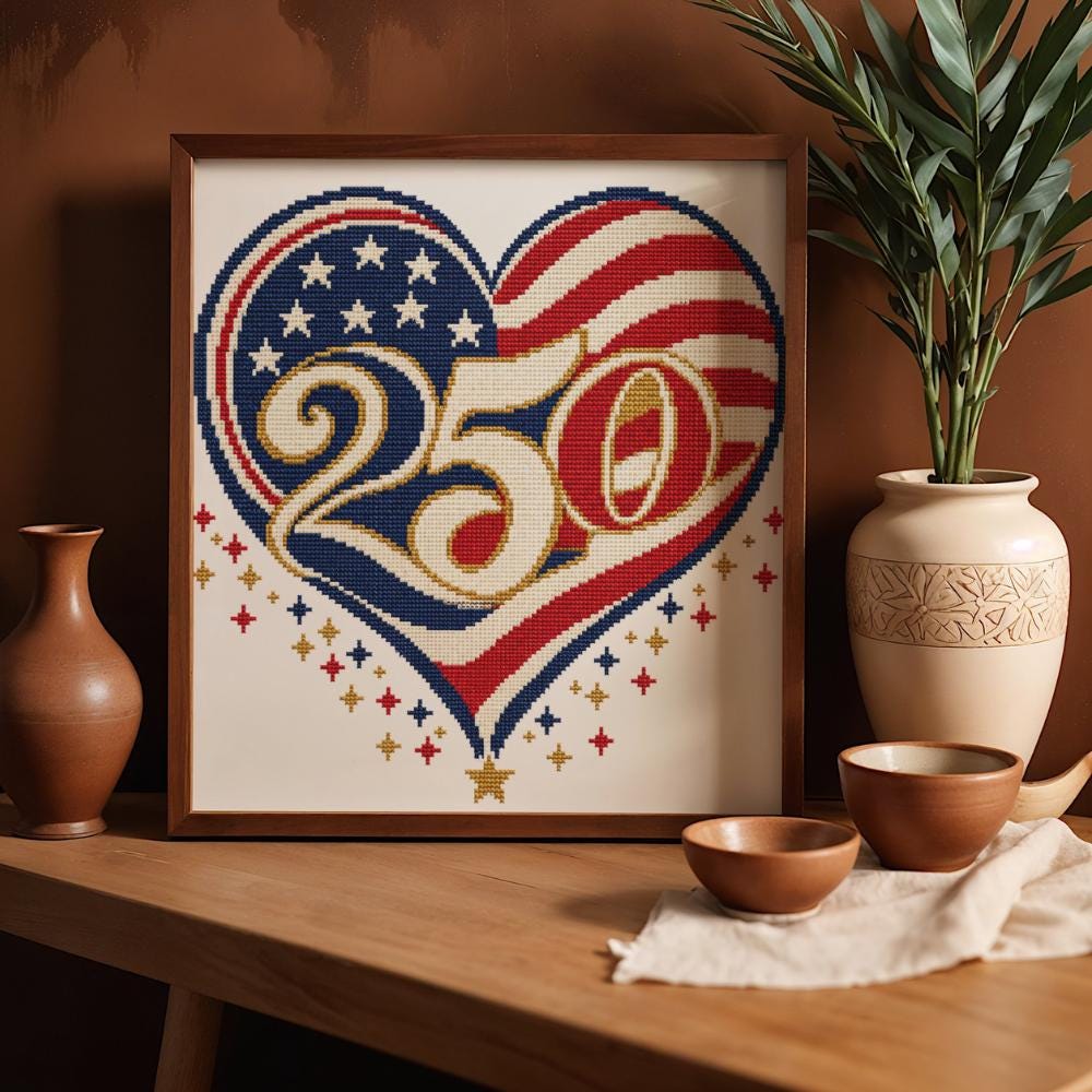 America 250 Flag Cross Stitch Pattern PDF digital pattern preview