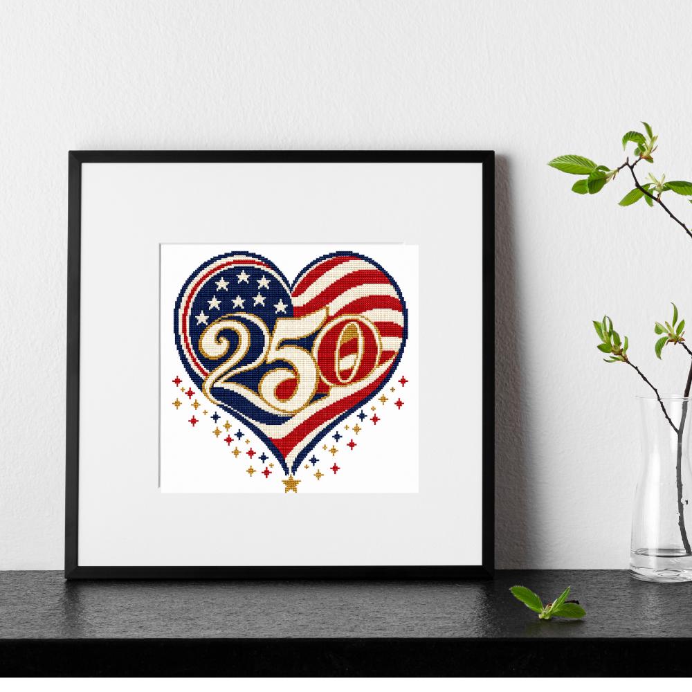 America 250 Flag Cross Stitch Pattern PDF digital pattern preview
