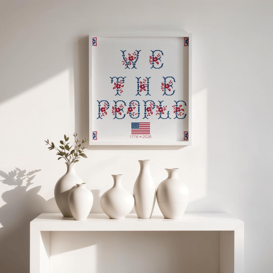 We the People Cross Stitch Pattern PDF digital pattern preview