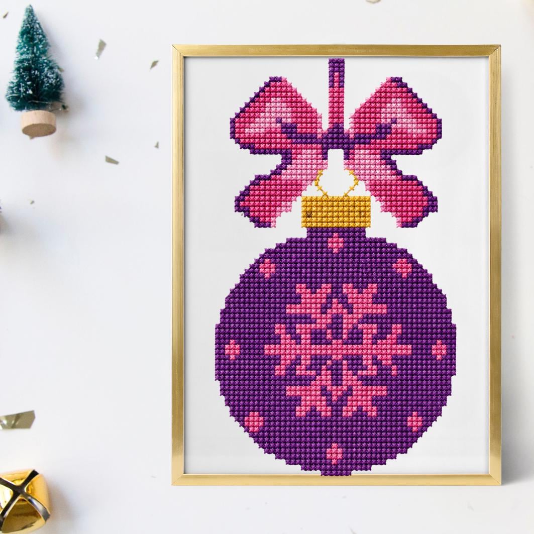 Purple Bauble Cross Stitch Pattern PDF digital pattern preview