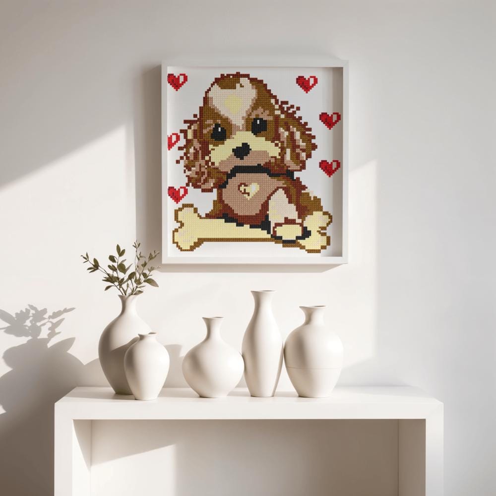 Cute Puppy Cross Stitch Pattern PDF digital pattern preview