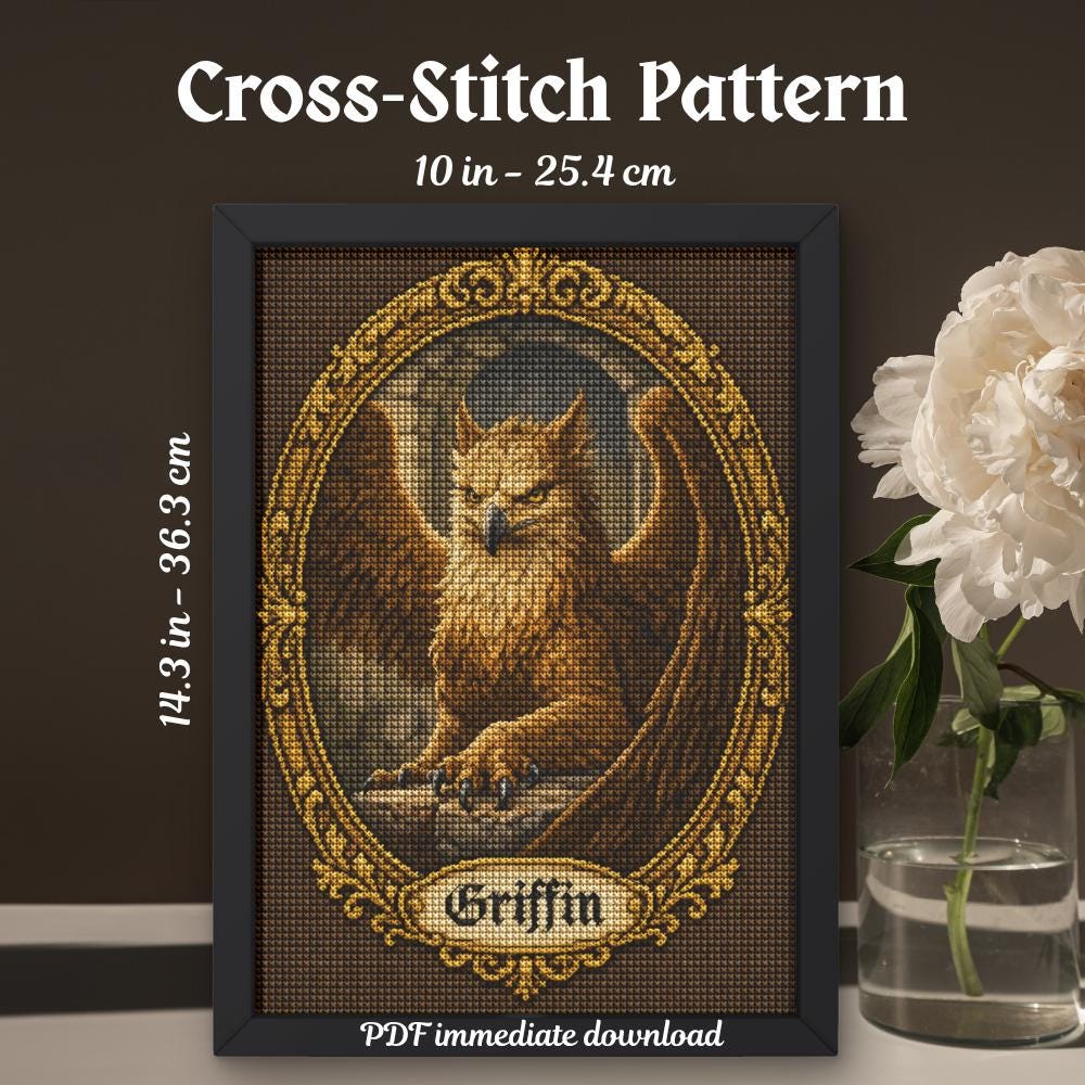 Griffin Cross Stitch Pattern PDF finished cross stitch design