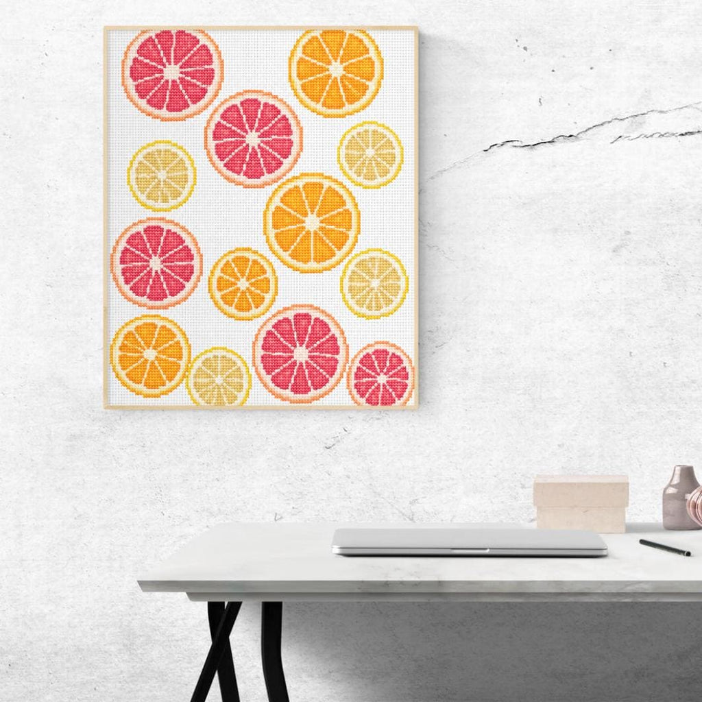 Citrus Fruit Cross Stitch Pattern PDF digital pattern preview