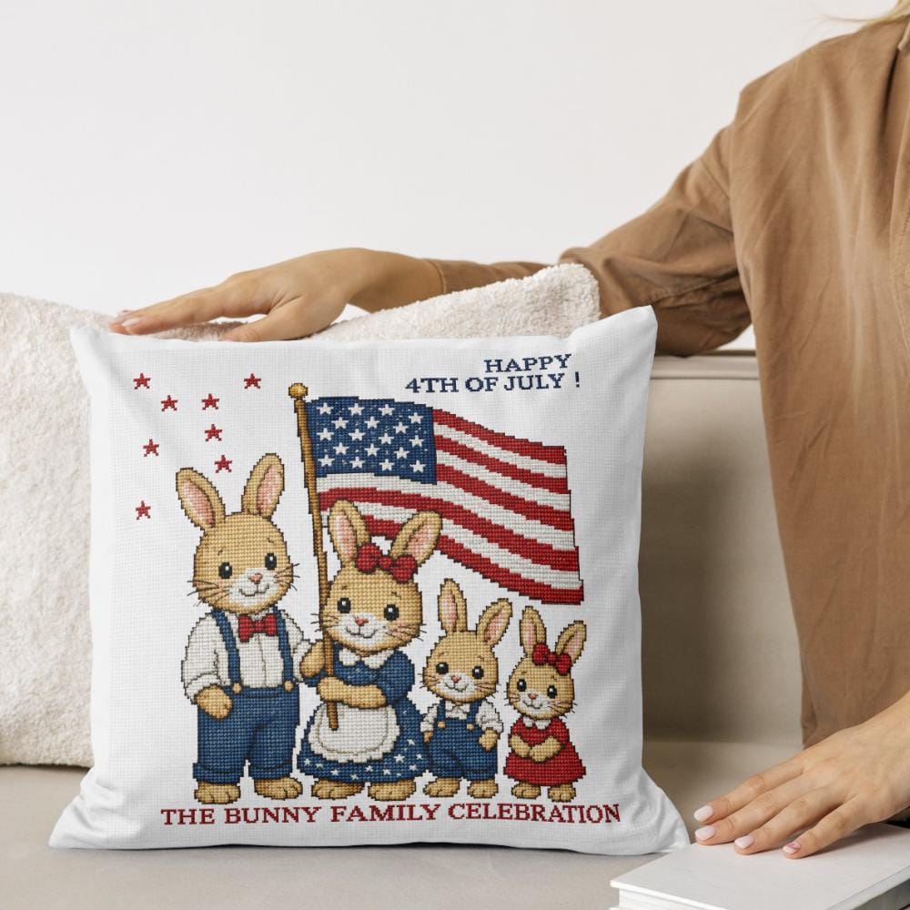 America 250 Bunny Cross Stitch Pattern PDF digital pattern preview