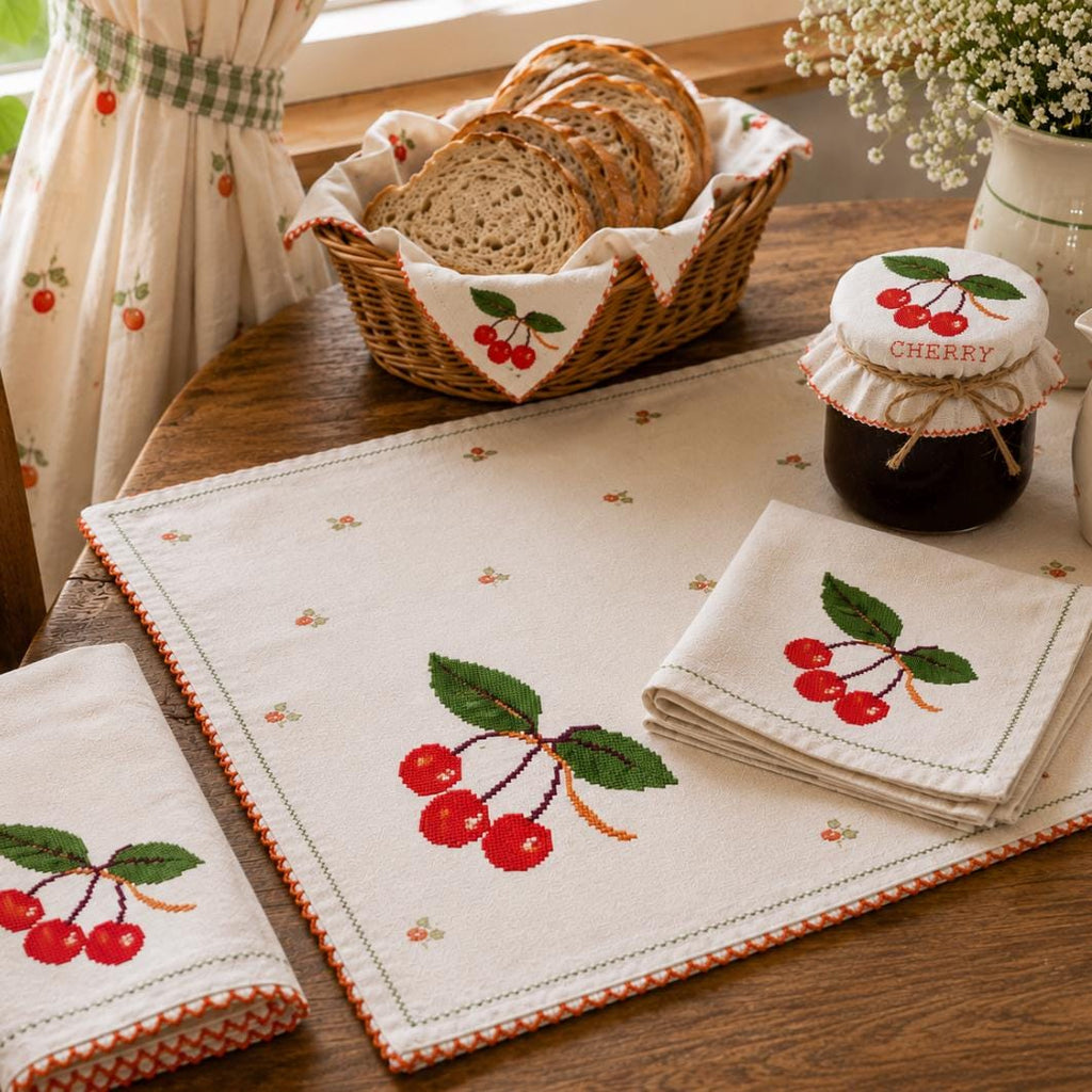 Cherry Jam Jar Cover Cross Stitch Pattern PDF digital pattern preview