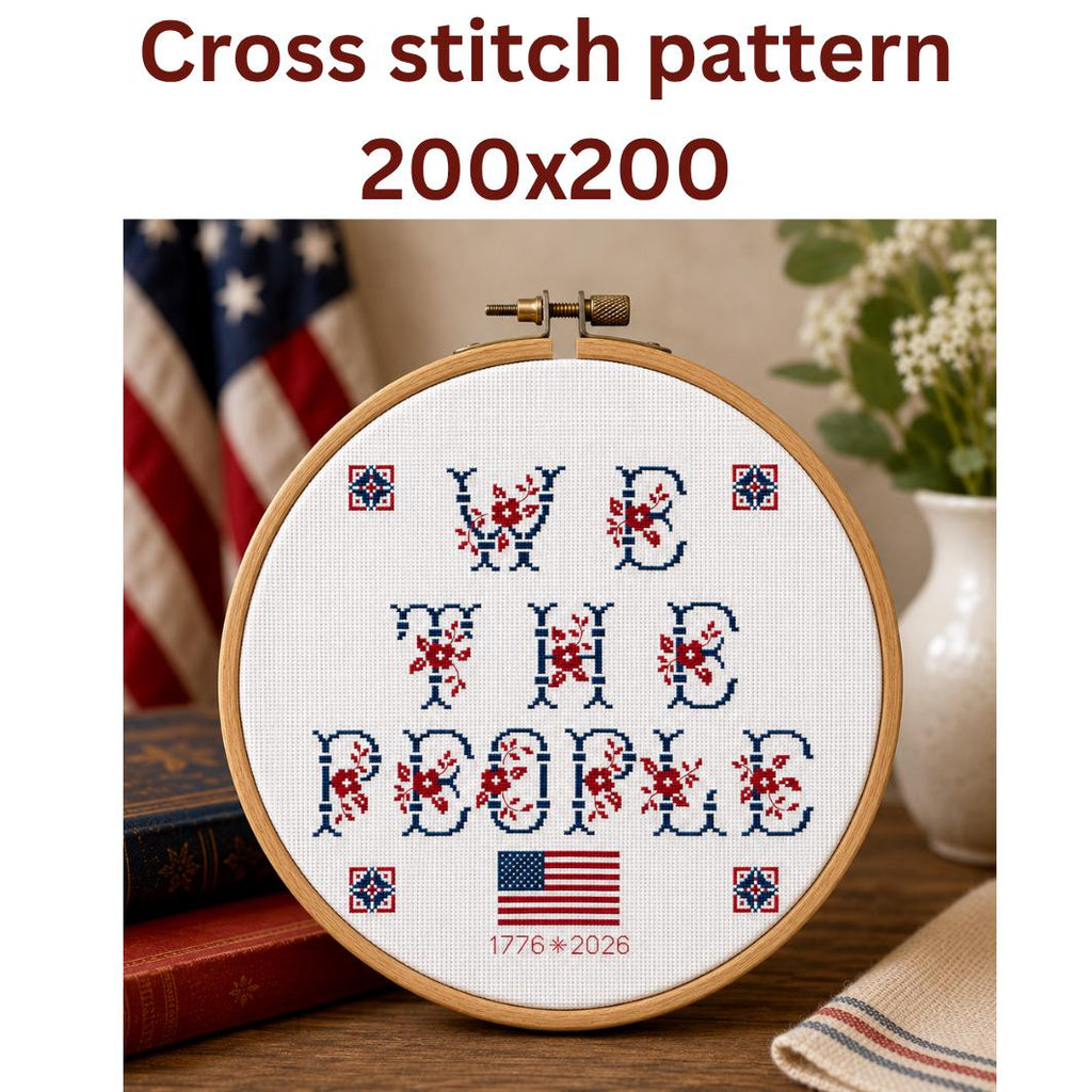 We the People Cross Stitch Pattern PDF digital pattern preview