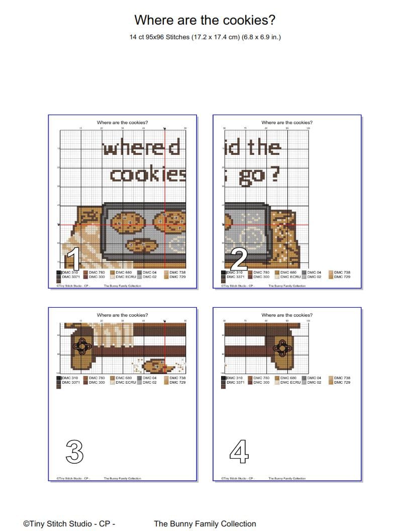 Bunny Cookies Cross Stitch Pattern PDF digital pattern preview