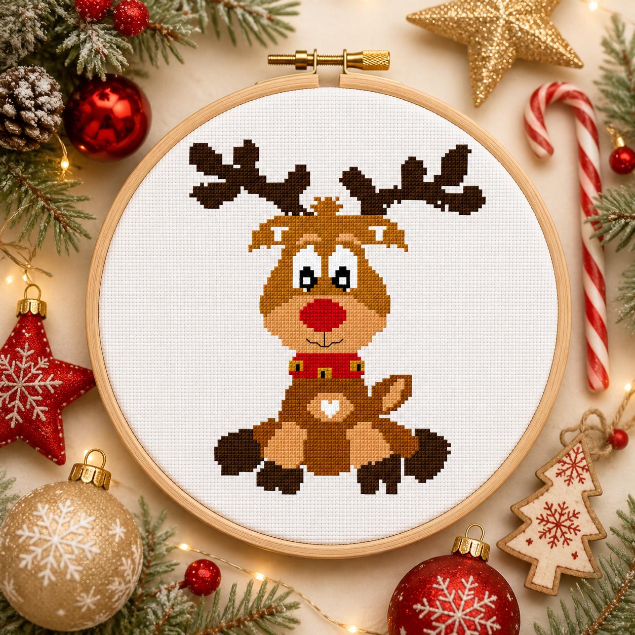 Reindeer Cross Stitch Pattern PDF finished cross stitch design