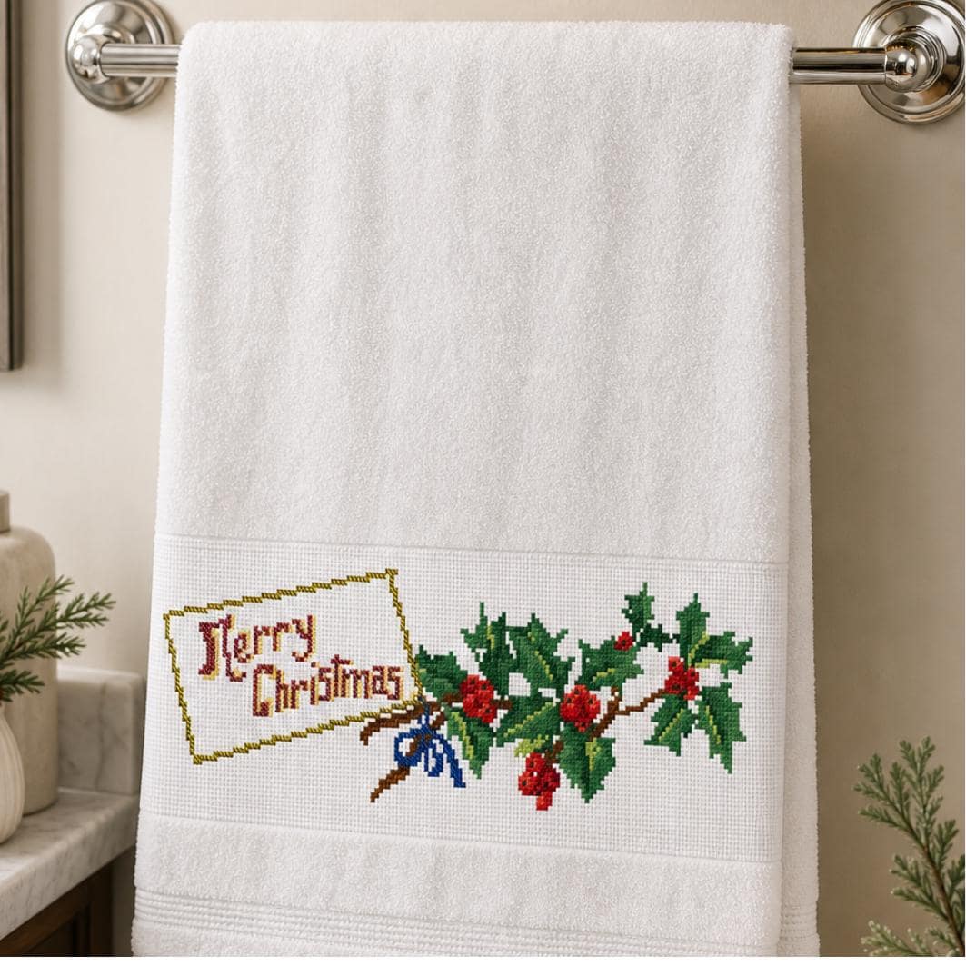Mistletoe Christmas Cross Stitch Pattern PDF digital pattern preview