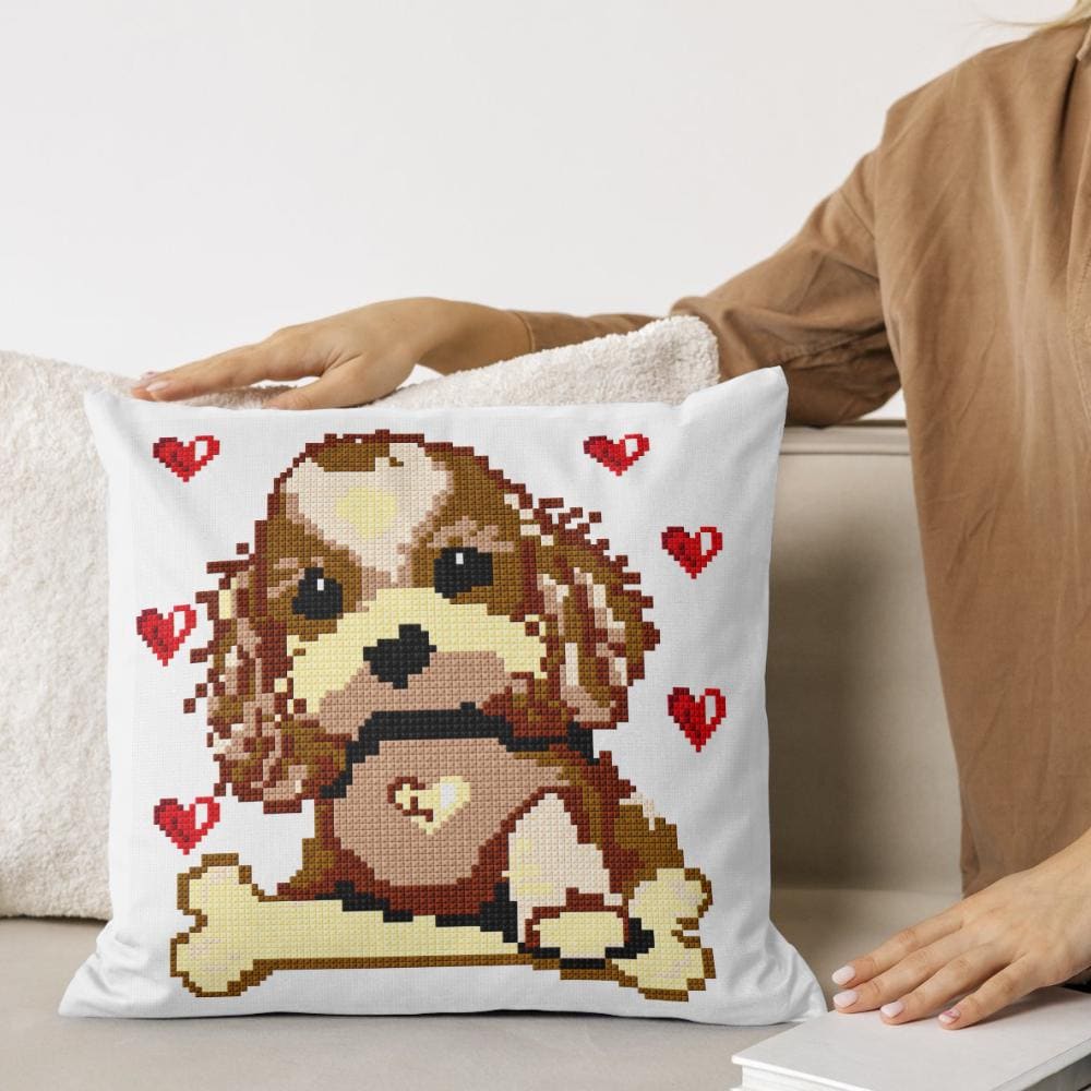 Cute Puppy Cross Stitch Pattern PDF digital pattern preview