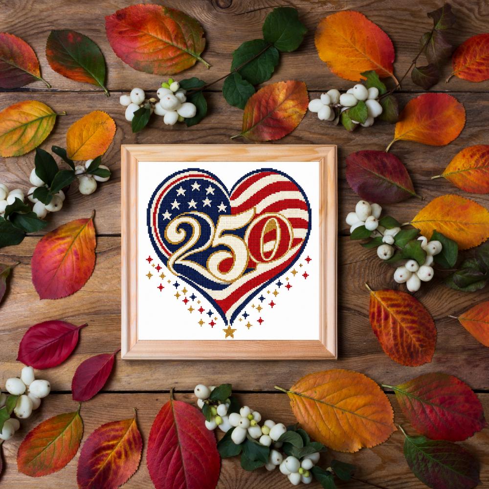 America 250 Flag Cross Stitch Pattern PDF digital pattern preview