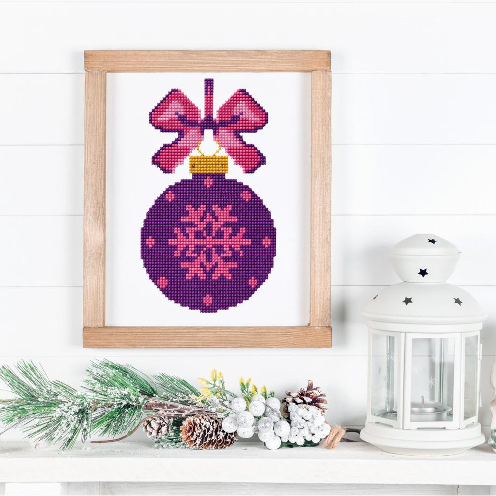 Purple Bauble Cross Stitch Pattern PDF digital pattern preview