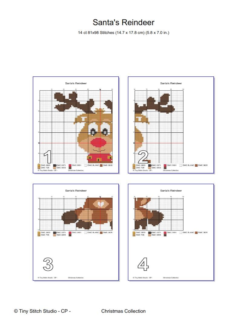 Reindeer Cross Stitch Pattern PDF digital pattern preview