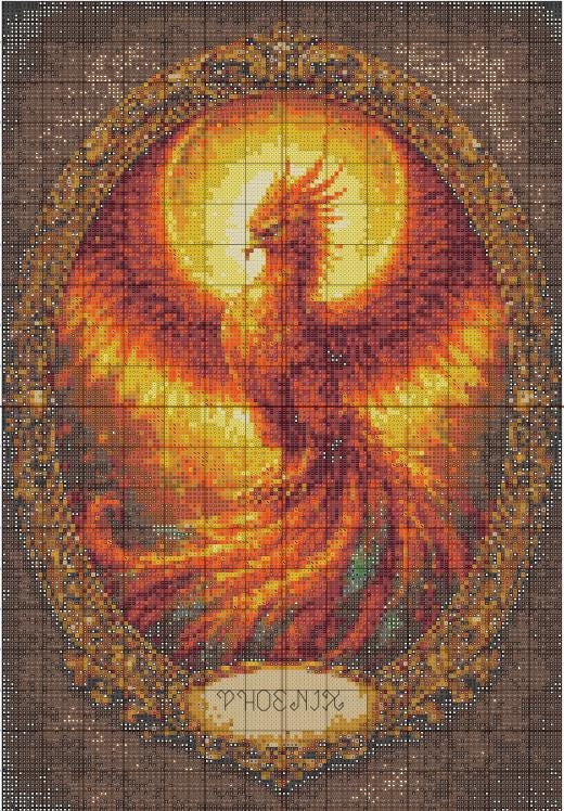 Phoenix Cross Stitch Pattern PDF digital pattern preview