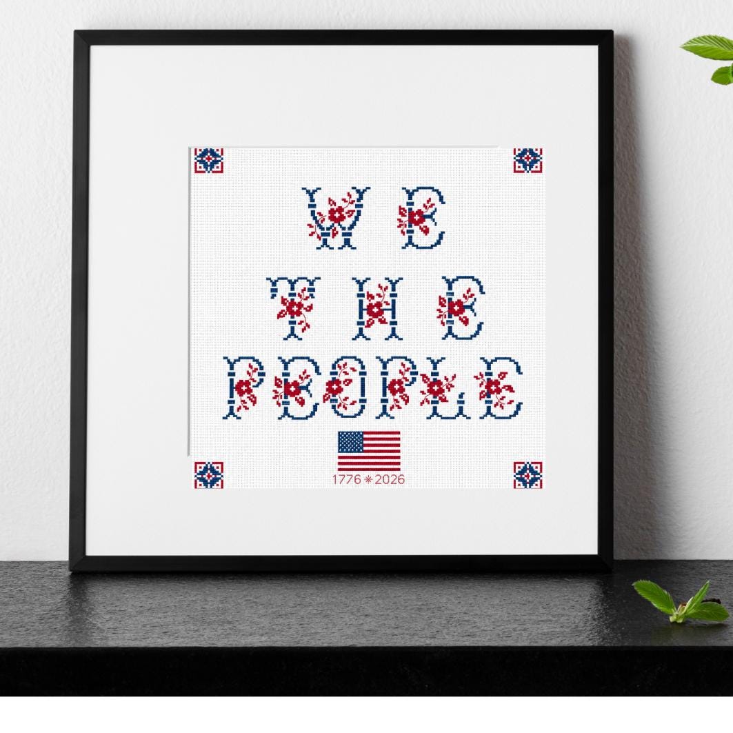 We the People Cross Stitch Pattern PDF digital pattern preview
