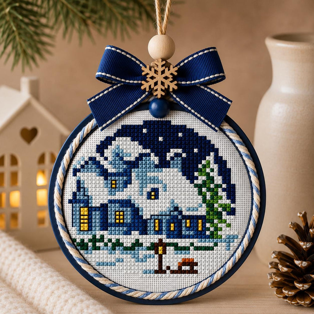 Winter Village Cross Stitch Bundle PDF digital pattern preview