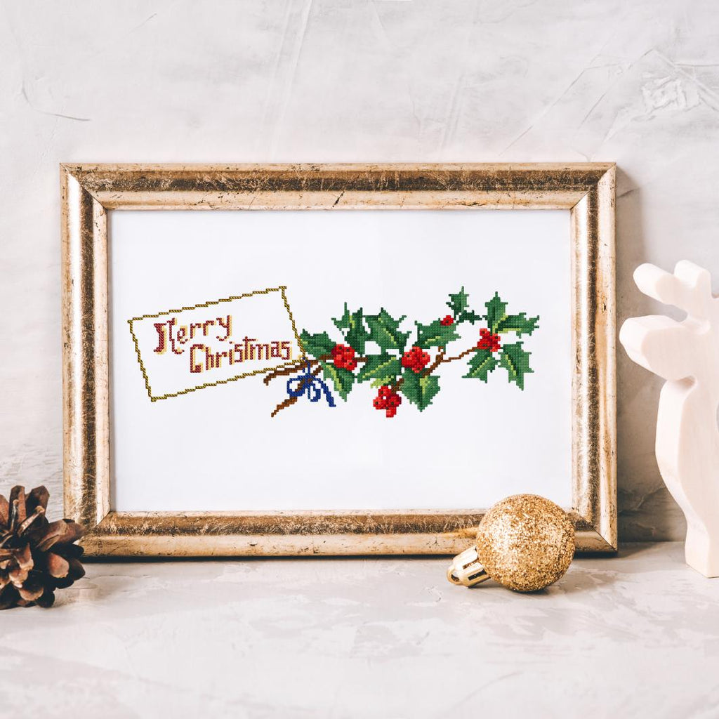 Mistletoe Christmas Cross Stitch Pattern PDF digital pattern preview