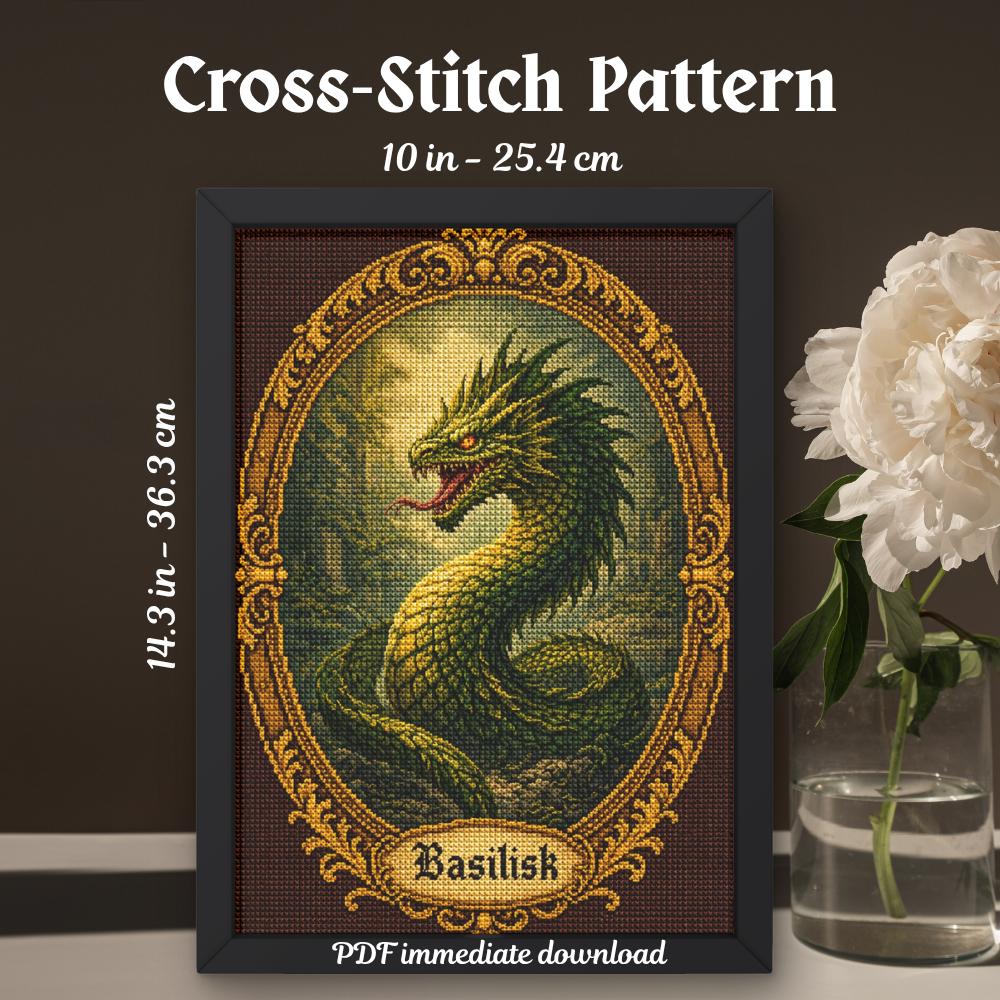 Basilisk Cross Stitch Pattern PDF finished cross stitch design