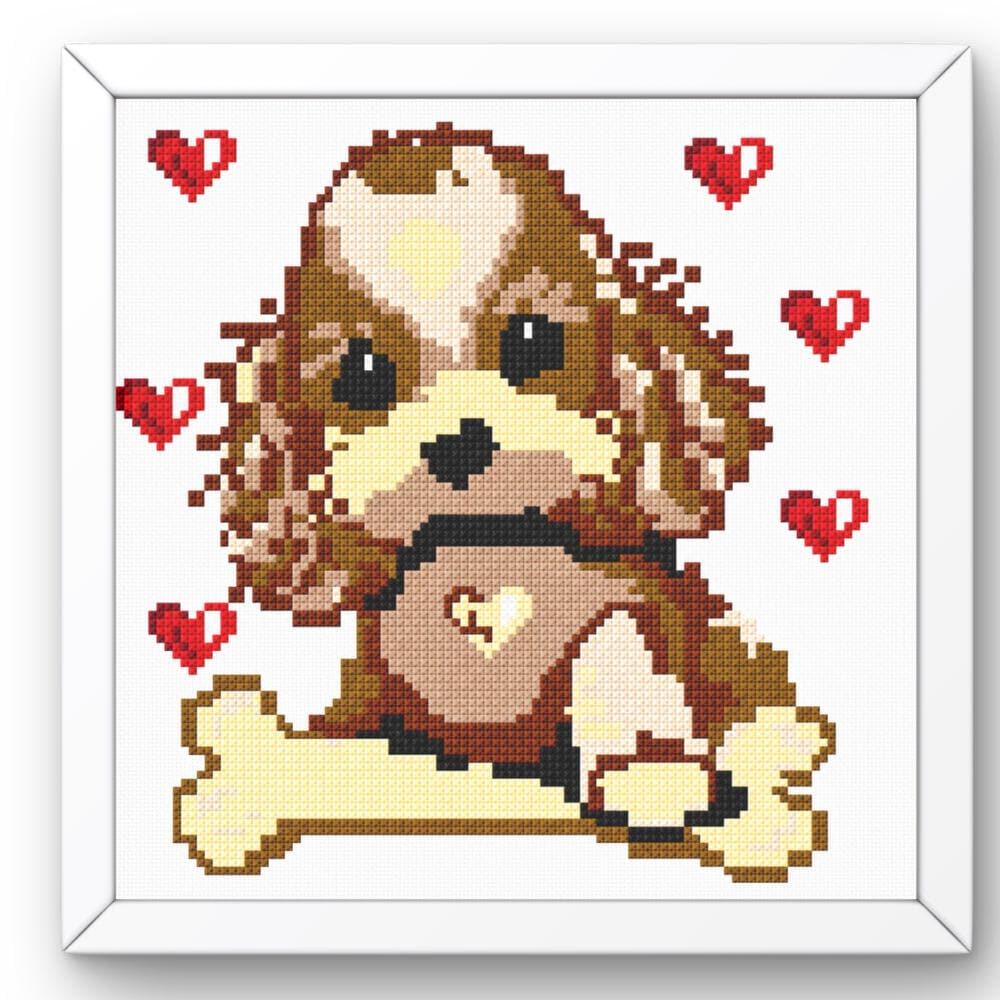 Cute Puppy Cross Stitch Pattern PDF finished cross stitch design