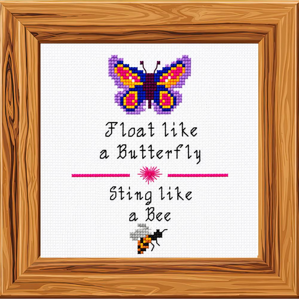 Butterfly and Bee Quote Cross Stitch Pattern PDF digital pattern preview