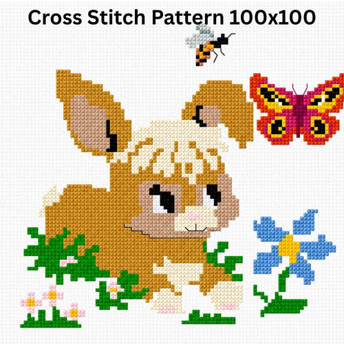 Baby Bunny Cross Stitch Pattern PDF digital pattern preview