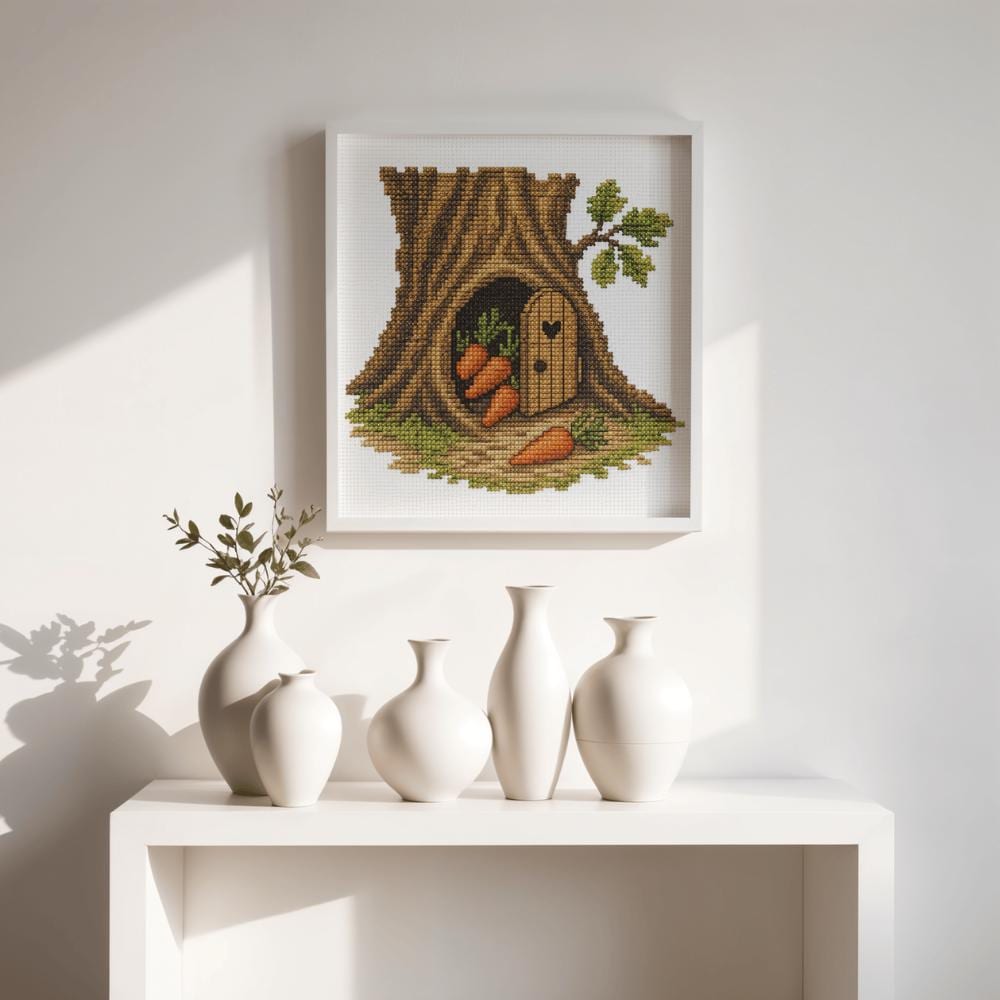 Secret Carrot Stash Cross Stitch Pattern PDF digital pattern preview