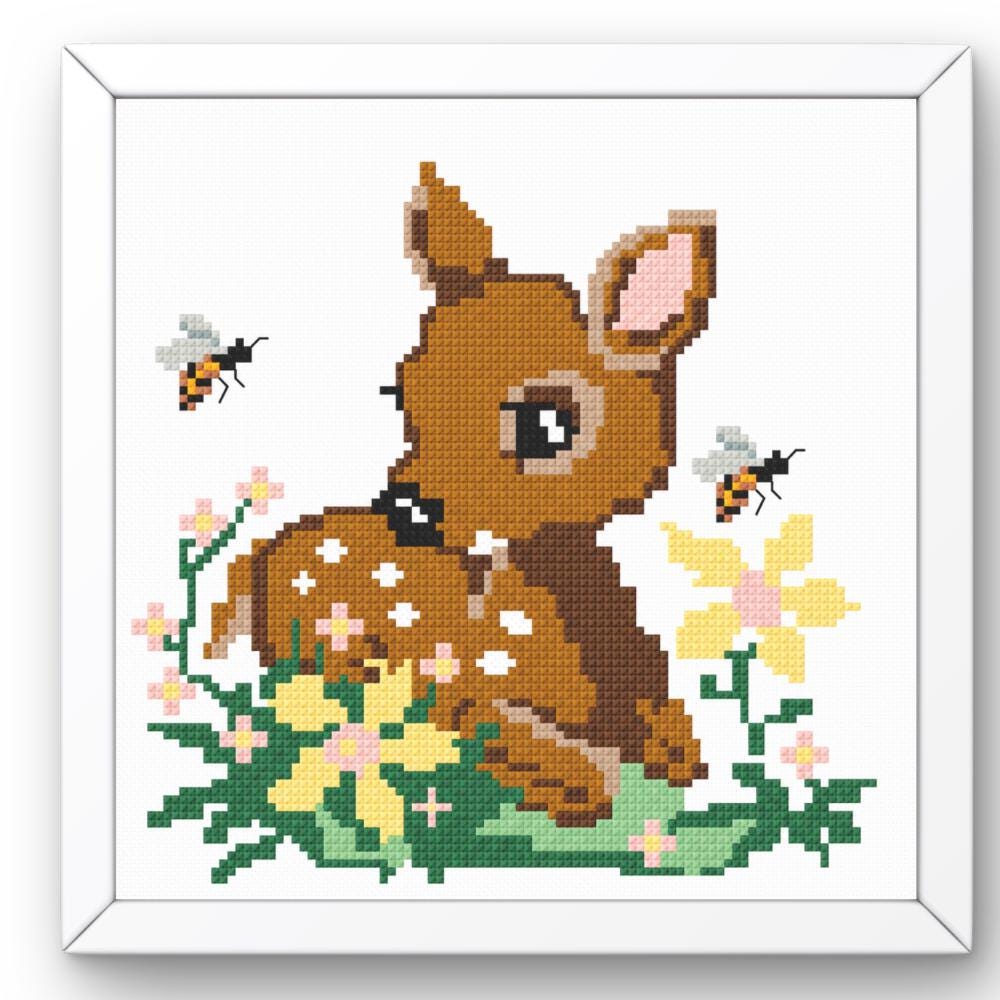 Baby Deer Cross Stitch Pattern PDF digital pattern preview