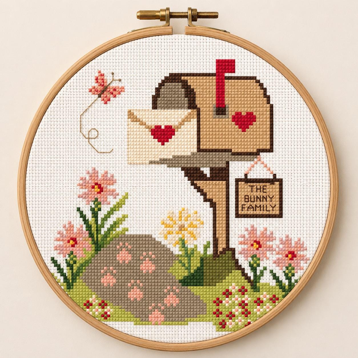Woodland Mailbox Cross Stitch Pattern PDF finished cross stitch design